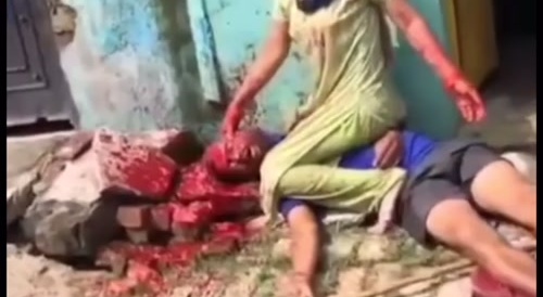 Woman Scoops out Mans Brain