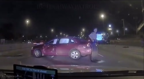 Trooper almost ran over twice.