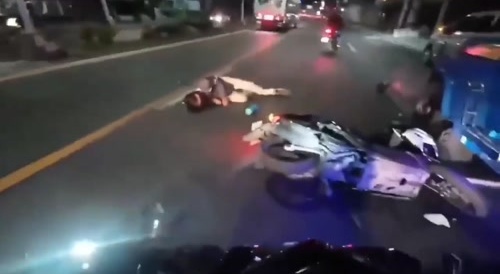 Stupid Biker Left Convulsing