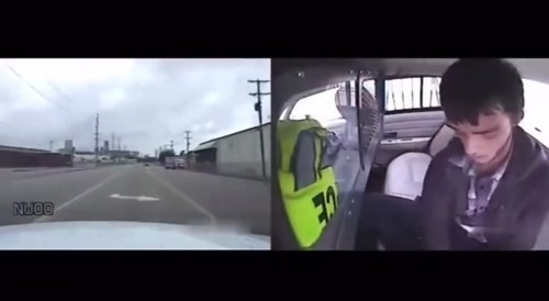 Police Car crashes with inmate in car (unseatbelted)
