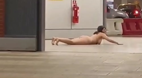 Fat woman wreaks havoc at airport (all angles)