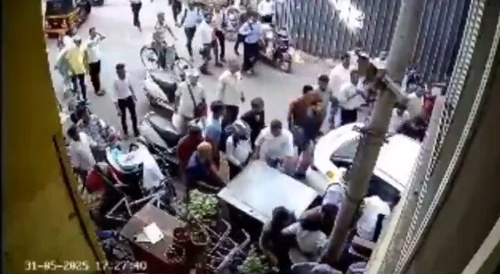 Car disturbs a tea party