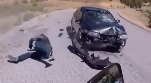 Motorcycle hits car