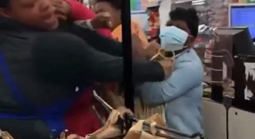 Grown Ratchets Fight at Supermarket