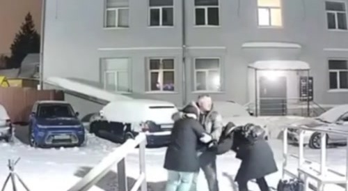 In russia old lady smack you