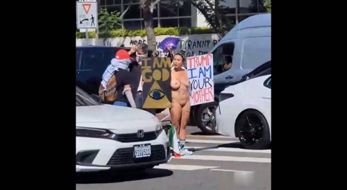 Naked Lady in LA ICE Riots