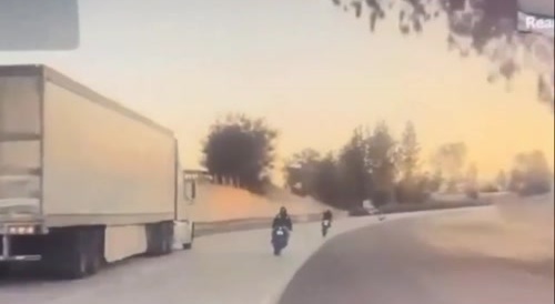 2-riders on the same bike crash on highway