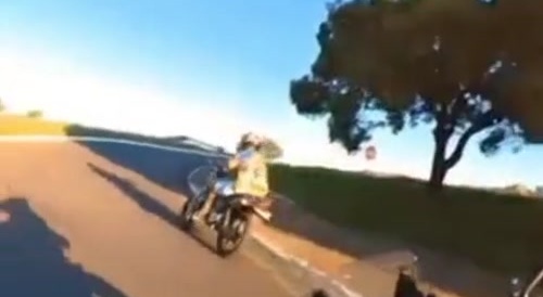 Pit maneuver via bike, then a bodyslam.
