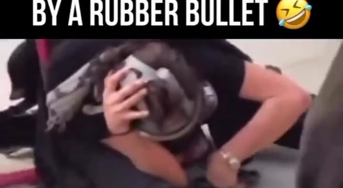 Antifa Thug Hit by Rubber Bullet - in da head