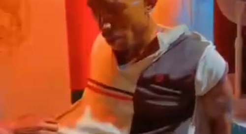 Thief gets his cornrows set on fire.