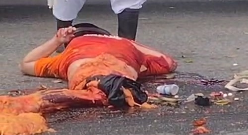 Female rider ripped apart on the highway