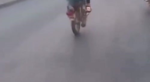 Dumb fuck flattened on the road