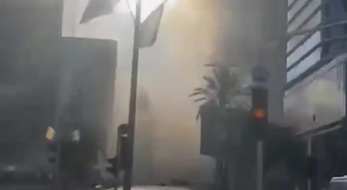 Iranian ballistic missile attack, showing direct impacts on the ground.