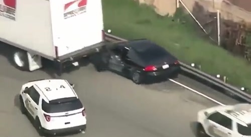Box truck stops fleeing vehicle
