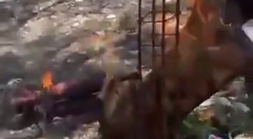 Criminal in Haiti gets mob justice.