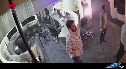 CCTV footage of the moment Israel struck the Iranian TV's building