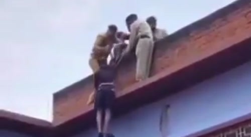 Police bravely rescue man then beat him senseless seconds later
