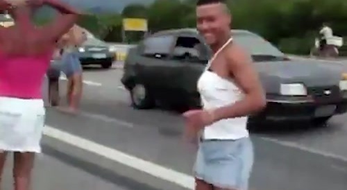 Dancing Tranny gets Hit by a Speeding Truck