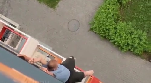 Russian Man Couldn't Hang On Any Longer.