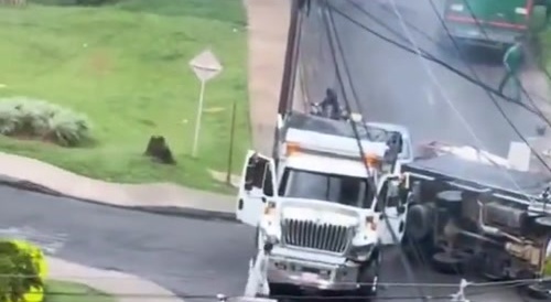 Truck losing control on a downhill