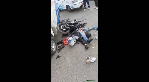 This dude got fucked up by huge truck