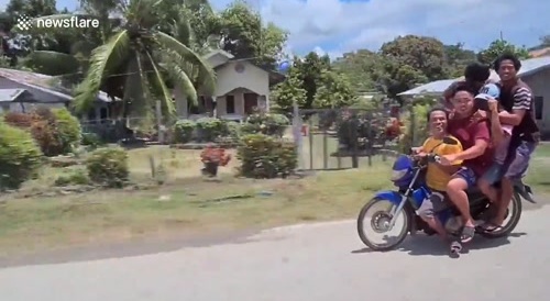 5 adults on a motorcycle...