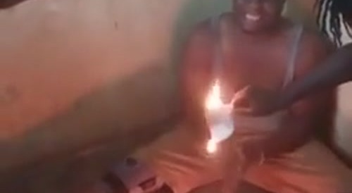 Man is tortured with melting plastic on hands... !