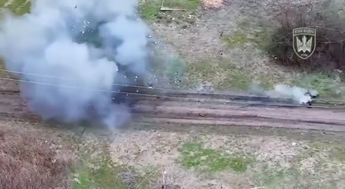 Russian stops drone with his body