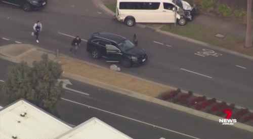 Chased Man Jumps Out OF Moving Van Gets Hit By Car And Caught