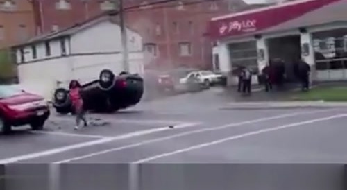 American Woman Causes Multiple Accidents At Gas Station
