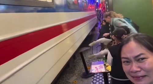 train hits guys knee