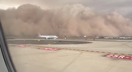 Dust storm at Phoenix Sky Harbor International Airport.