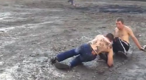 Drunk Russians In The Mud.