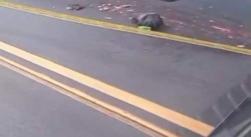 Dude pancaked on the road
