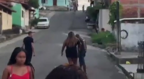 Woman is punched and kicked by her partner...