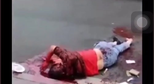 A Chinese man attacked a woman with a cleaver.