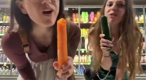 Women Use Carrot And Cucumber As Penises In The Supermarket