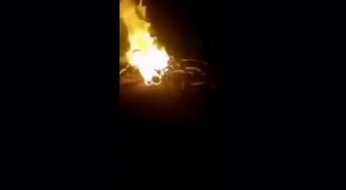 Man was set on fire & is shot to speed up the process... !
