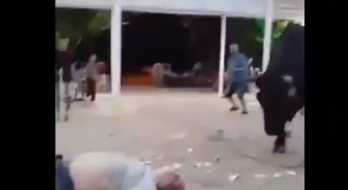 Bull taking on an old man... !