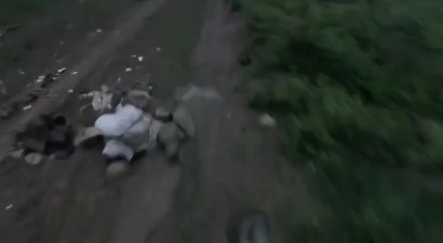 Russian soldier riding along the frontline