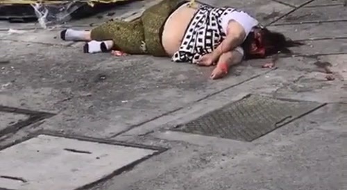 Chubby woman falls from 5th floor... !