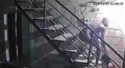 Girl wanted to escape him & is dragged up the stairs by her hair... !