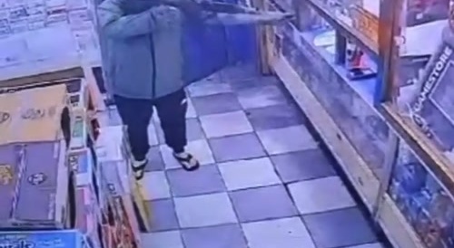 Guy shoots shop with AK47