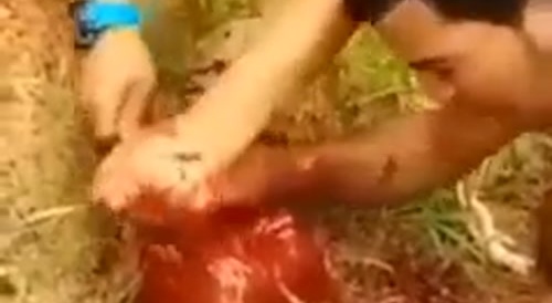 He cuts off the guy's tongue and fingers... !