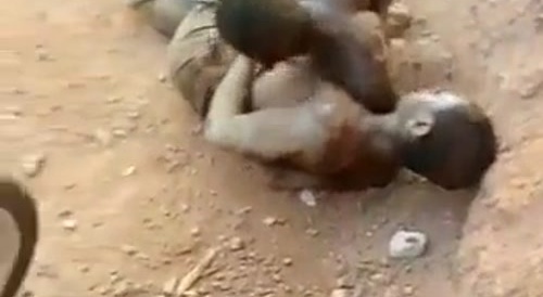 African justice by stick, motorcycle, stamping & rock... !