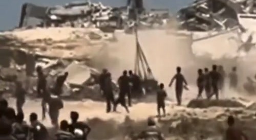 Airdrop Gaza Supply Package lands on people