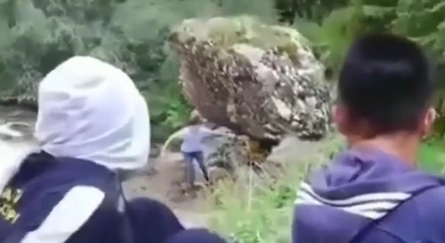 Big boulder takes revenge on a young bloke... !