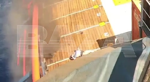 Man opens Butterworth hatch on ship's deck : 3x somersault... !