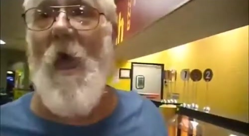 A fat fuck vandal is escorted out the door at Cici's Pizza... !