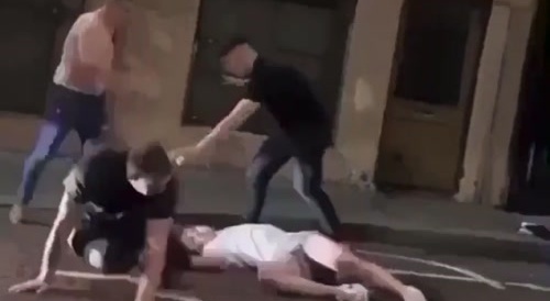 One Guy Gets KO'd And Stomped during Street Fight